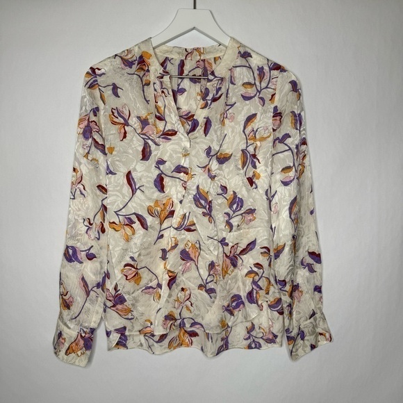 Zadig & Voltaire Tink Floral Print Long Sleeve Blouse Top - Picture 3 of 5